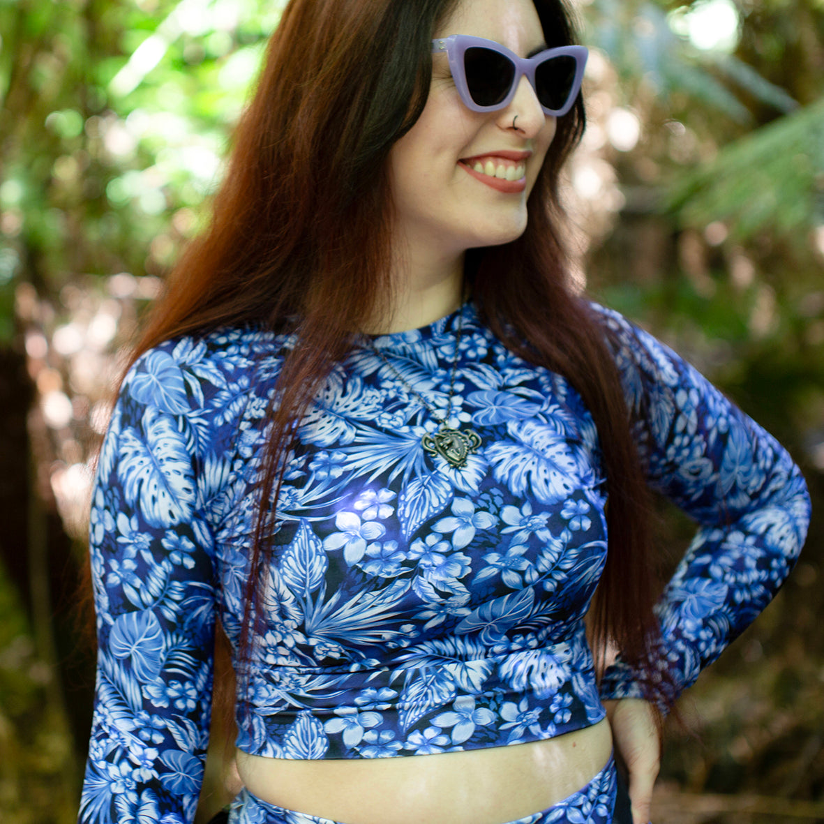 TROPICAL GOTH CUSTOM UPF 50+ CROP TOP