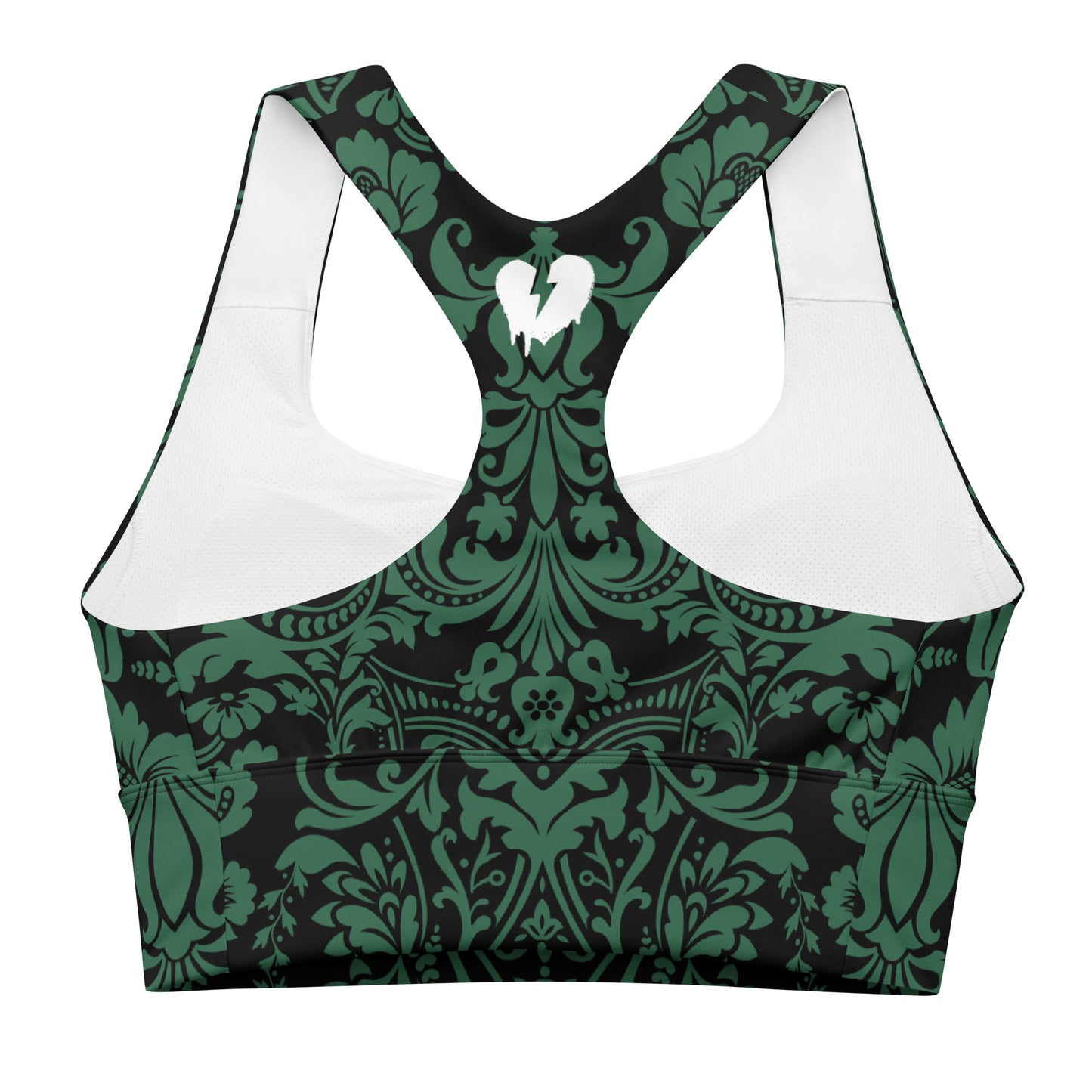 ETHEREAL EMERALD DAMASK CUSTOM LONGLINE ALT BRA TOP