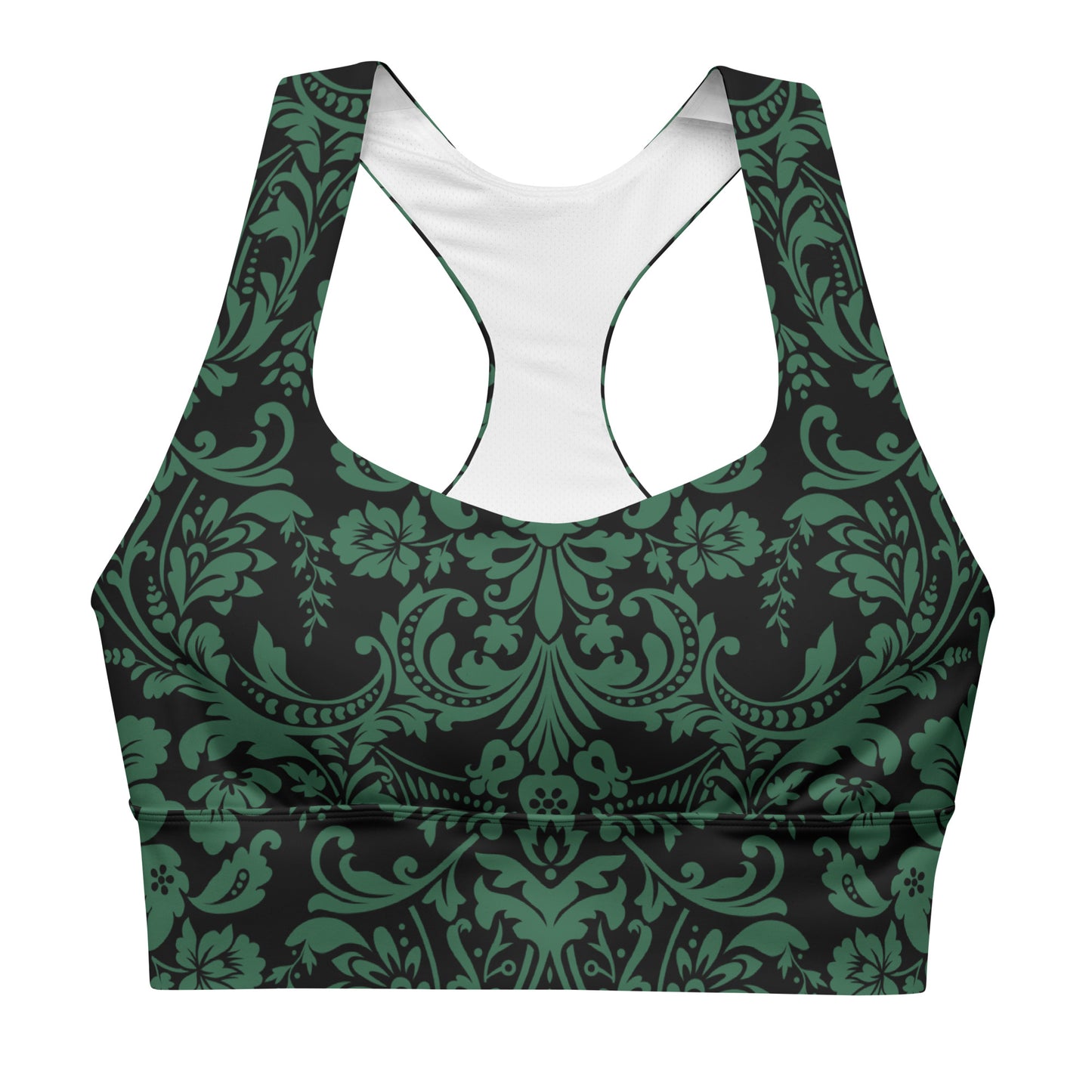 ETHEREAL EMERALD DAMASK CUSTOM LONGLINE ALT BRA TOP