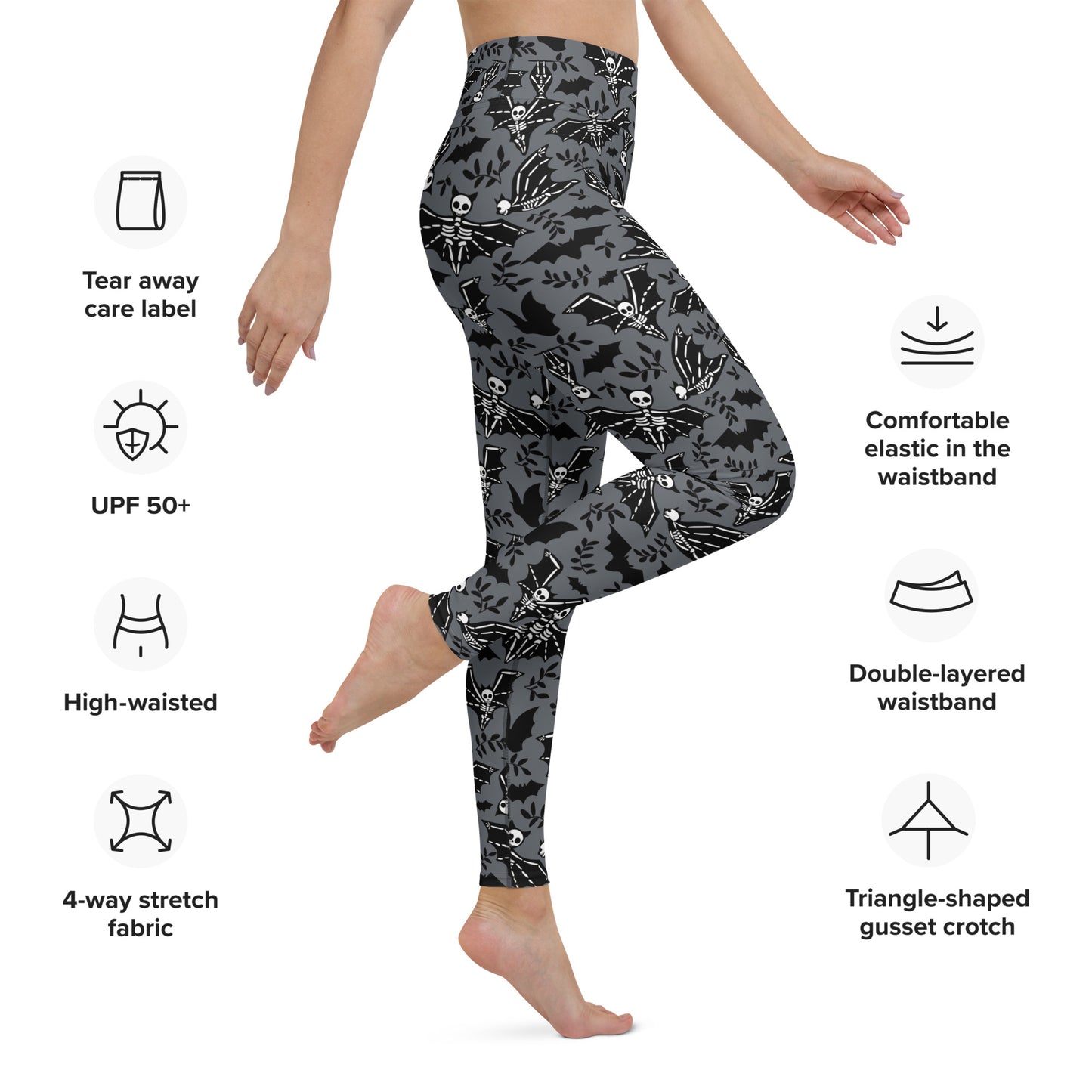 X KELSIE COSMIC SKELLY BAT CUSTOM LEGGINGS - SHARK