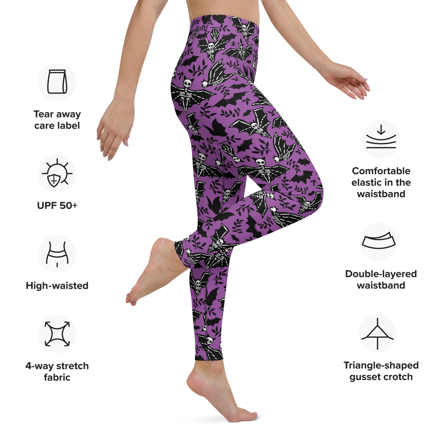 X KELSIE COSMIC SKELLY BAT CUSTOM LEGGINGS - PURPS