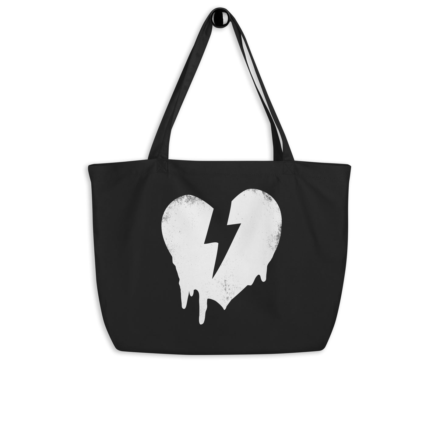 DISTRRRESSED HEART ORGANIC COTTON CUSTOM TOTE BAG - LARGE