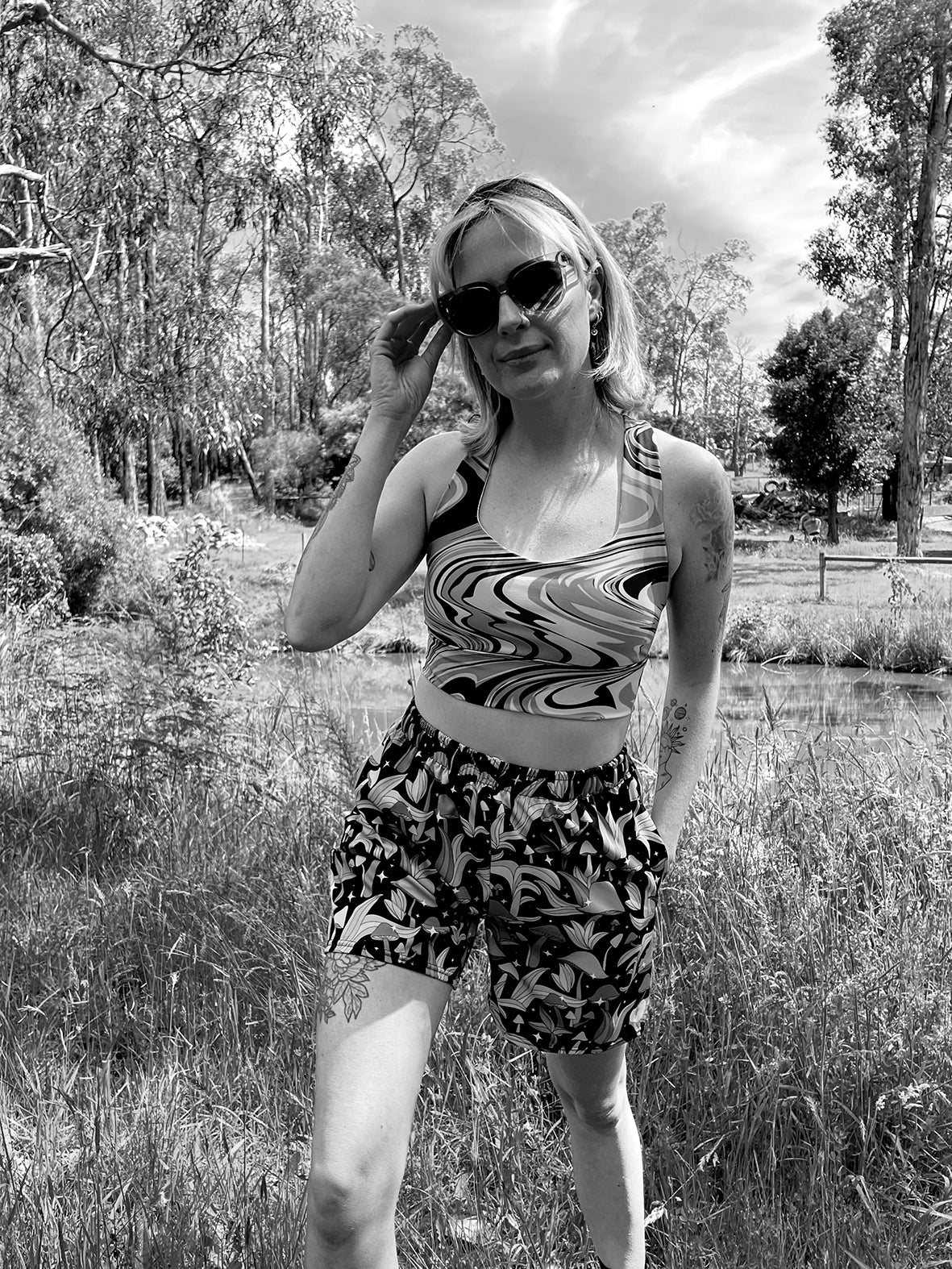 MARBLE CAKE CUSTOM LONGLINE ALT BRA TOP