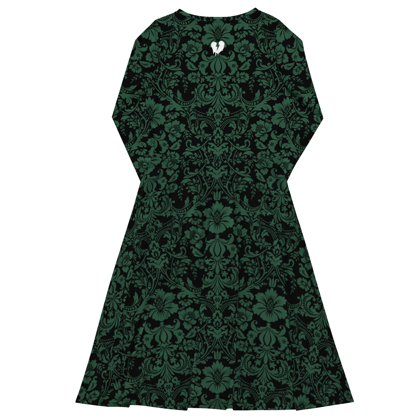 ETHEREAL EMERALD DAMASK CUSTOM MIDI DRESS