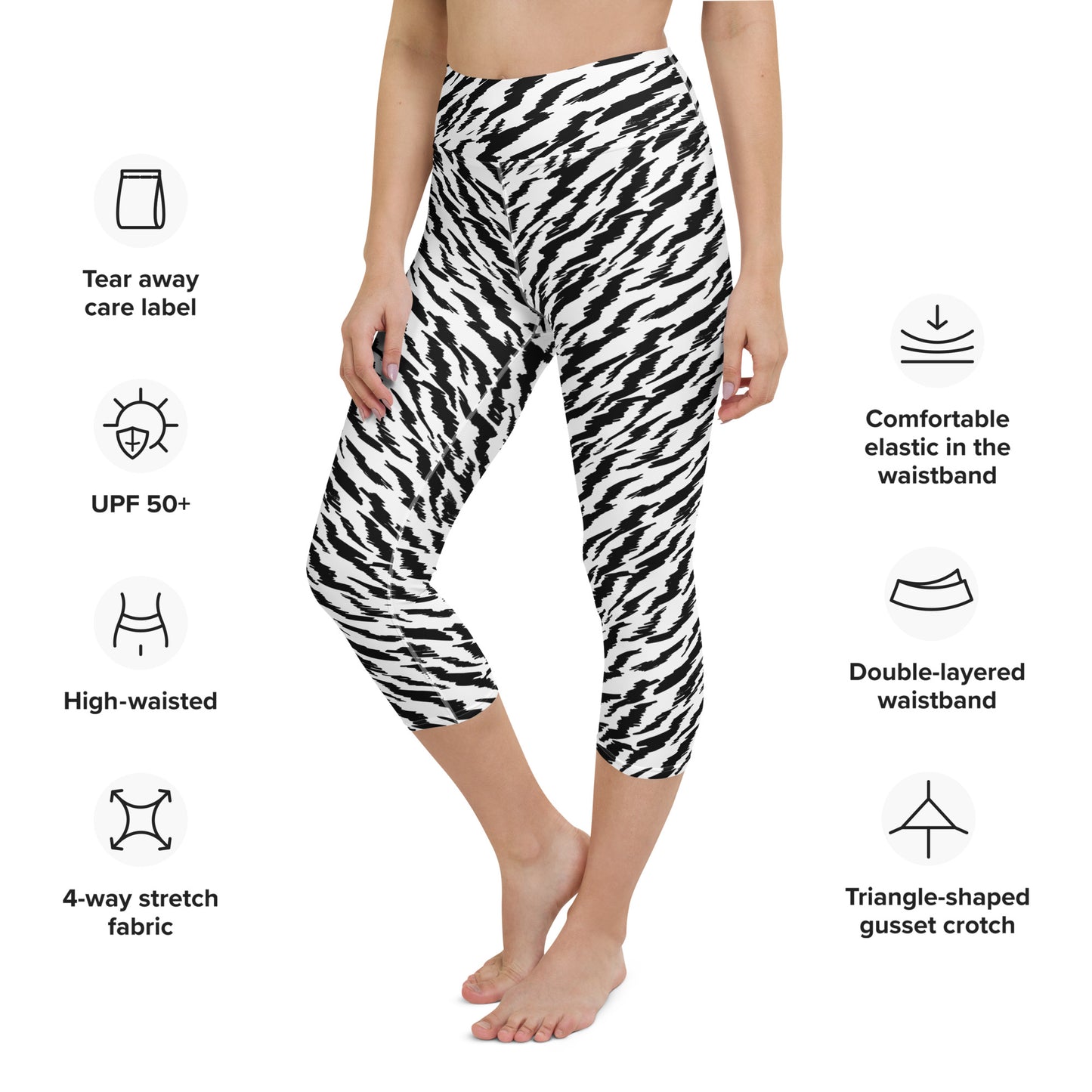 WHITE TIGER LIGHTNING CUSTOM CAPRI LEGGINGS