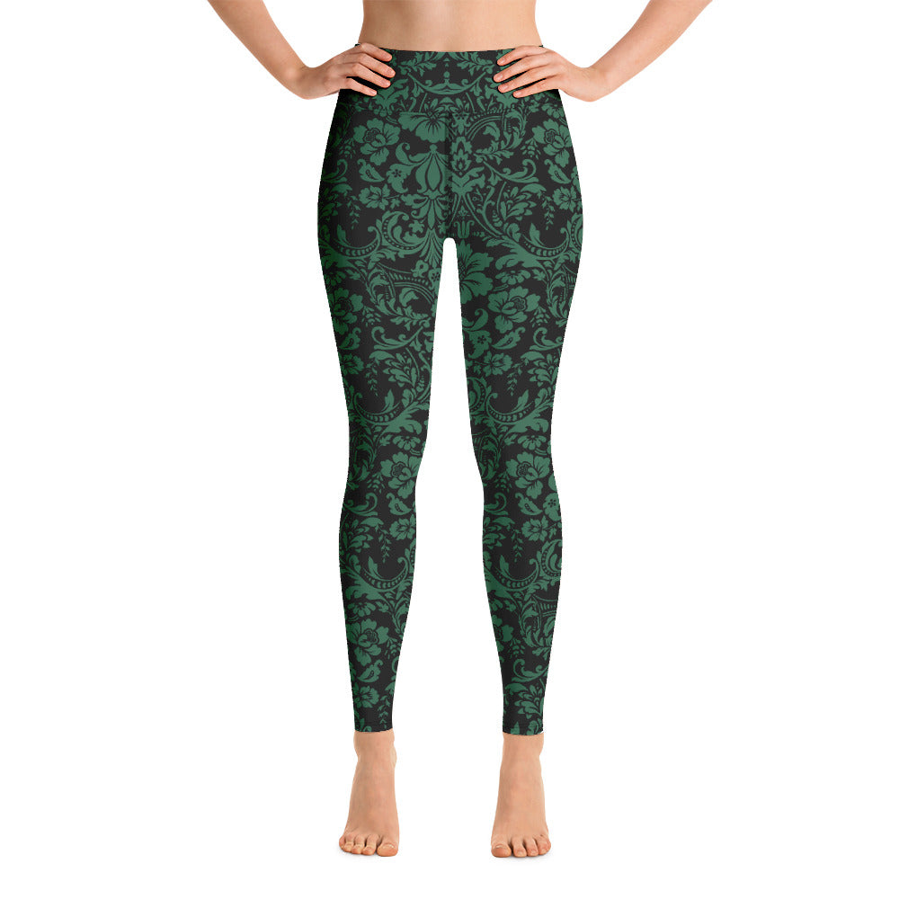 ETHEREAL EMERALD DAMASK CUSTOM LEGGINGS