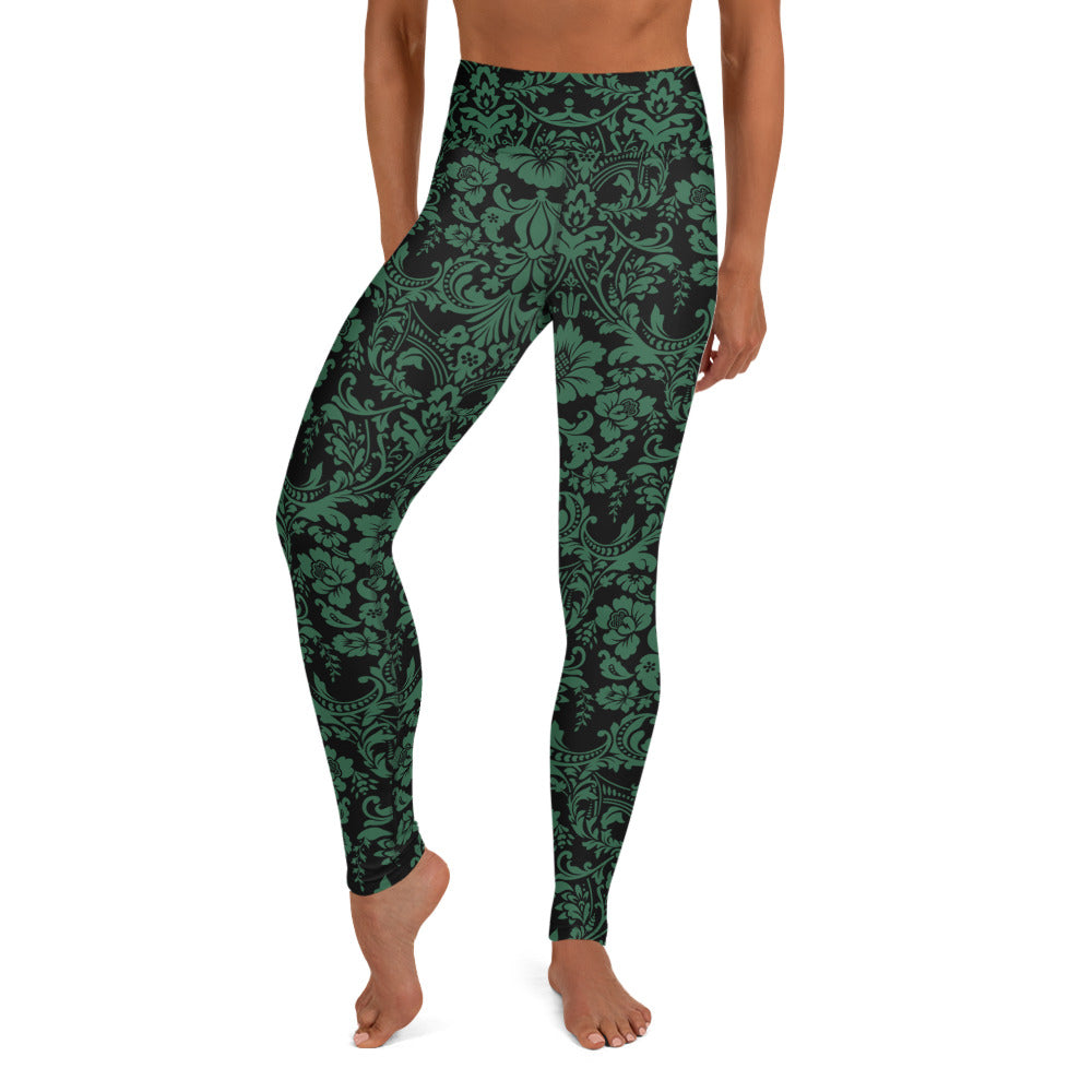 ETHEREAL EMERALD DAMASK CUSTOM LEGGINGS