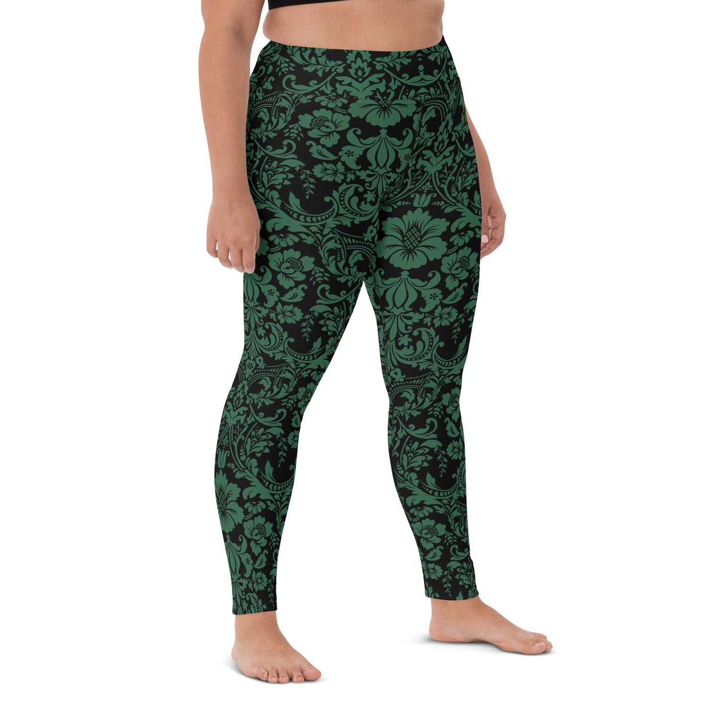 ETHEREAL EMERALD DAMASK CUSTOM LEGGINGS