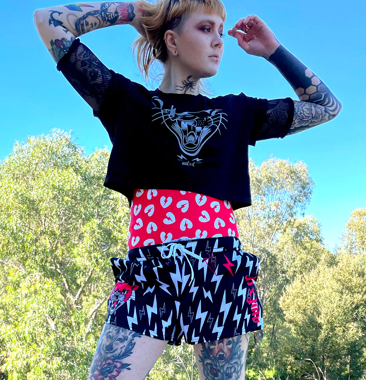 HEARTBREAKER CUSTOM LEOTARD - Pop Red