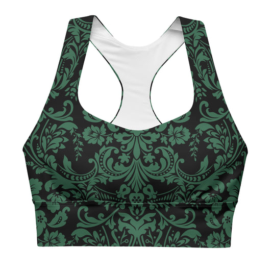 ETHEREAL EMERALD DAMASK CUSTOM LONGLINE ALT BRA TOP