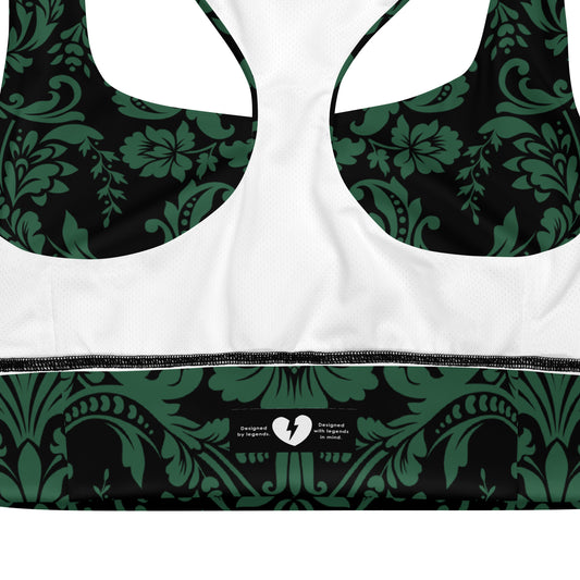 ETHEREAL EMERALD DAMASK CUSTOM LONGLINE ALT BRA TOP