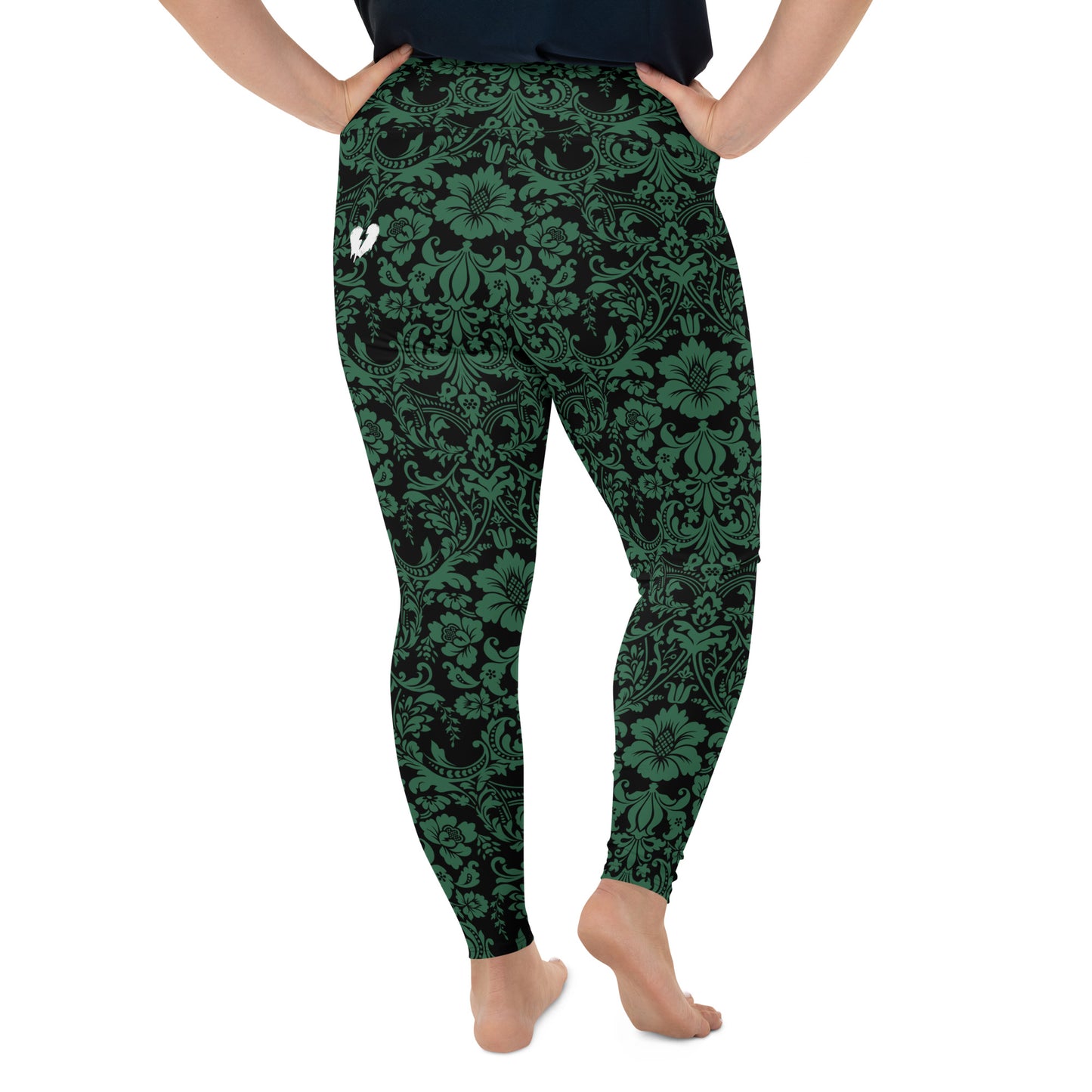 ETHEREAL EMERALD DAMASK CUSTOM LEGGINGS+