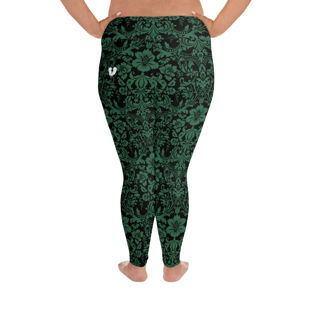 ETHEREAL EMERALD DAMASK CUSTOM LEGGINGS+