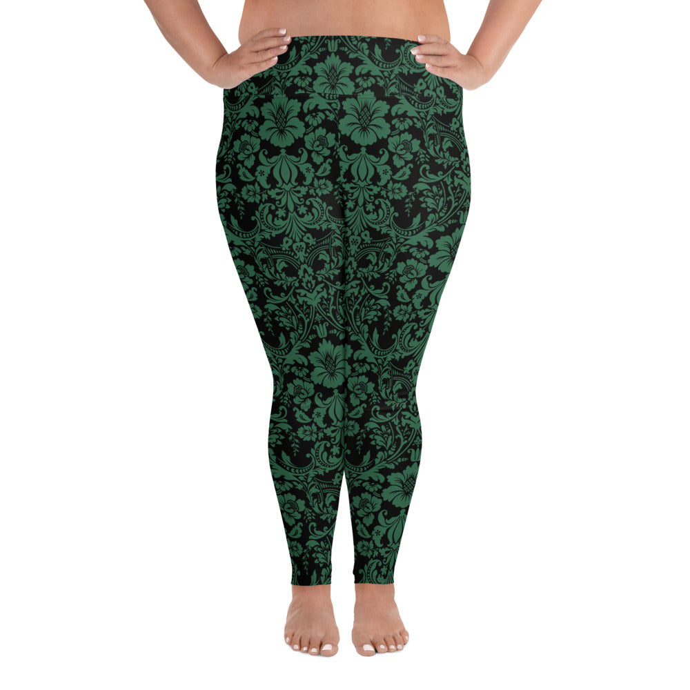 ETHEREAL EMERALD DAMASK CUSTOM LEGGINGS+