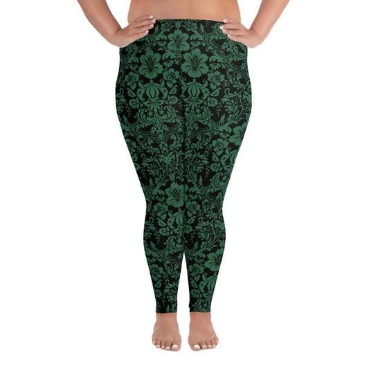 ETHEREAL EMERALD DAMASK CUSTOM LEGGINGS+