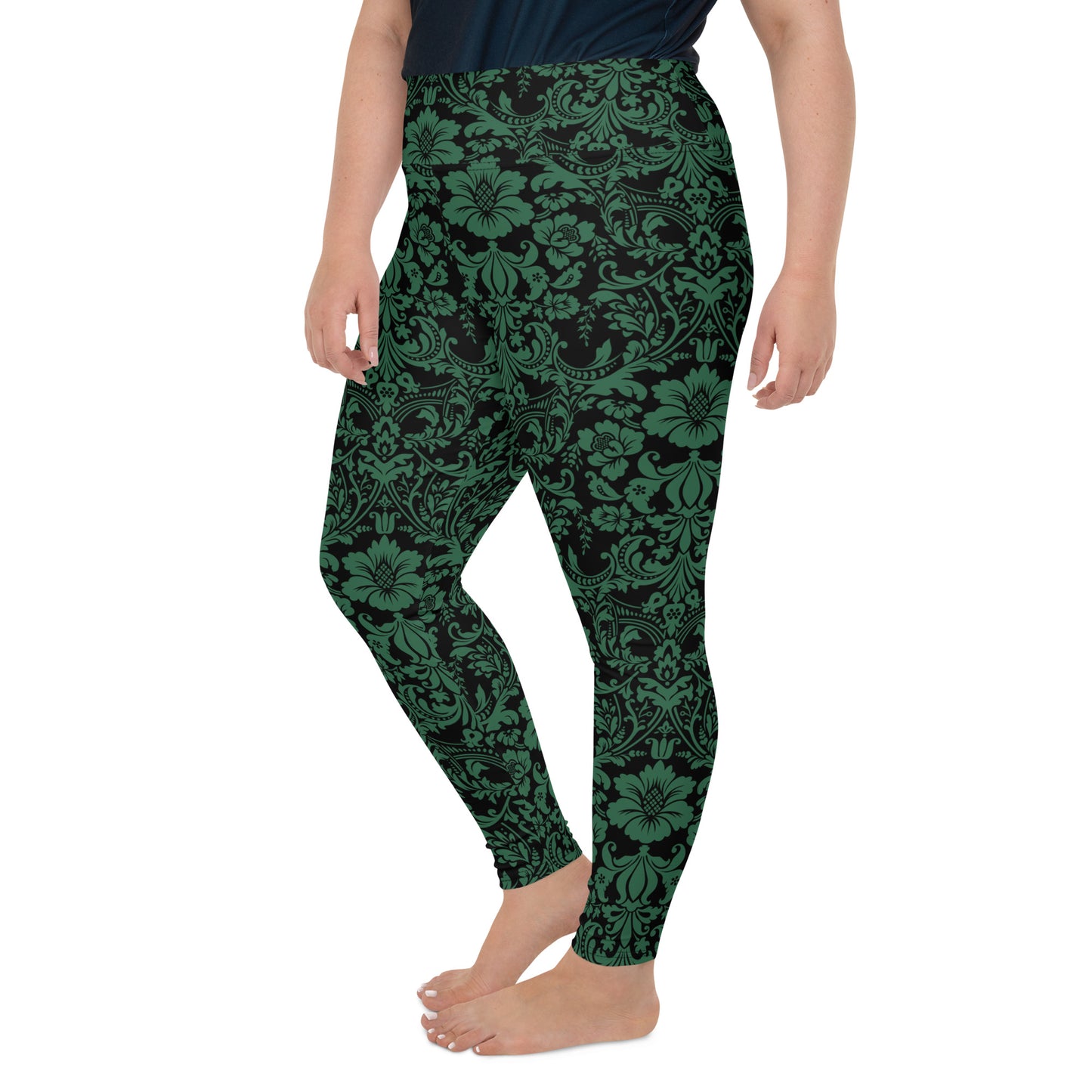 ETHEREAL EMERALD DAMASK CUSTOM LEGGINGS+