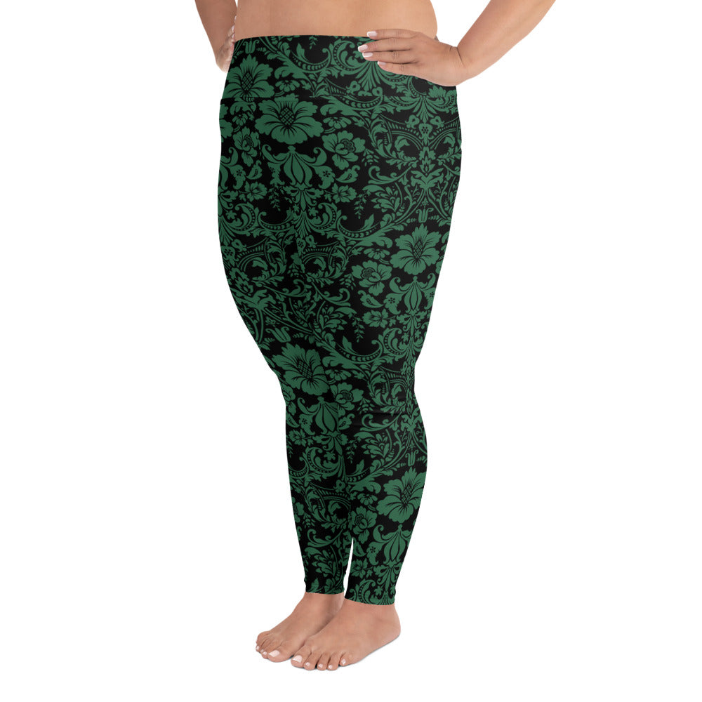 ETHEREAL EMERALD DAMASK CUSTOM LEGGINGS+