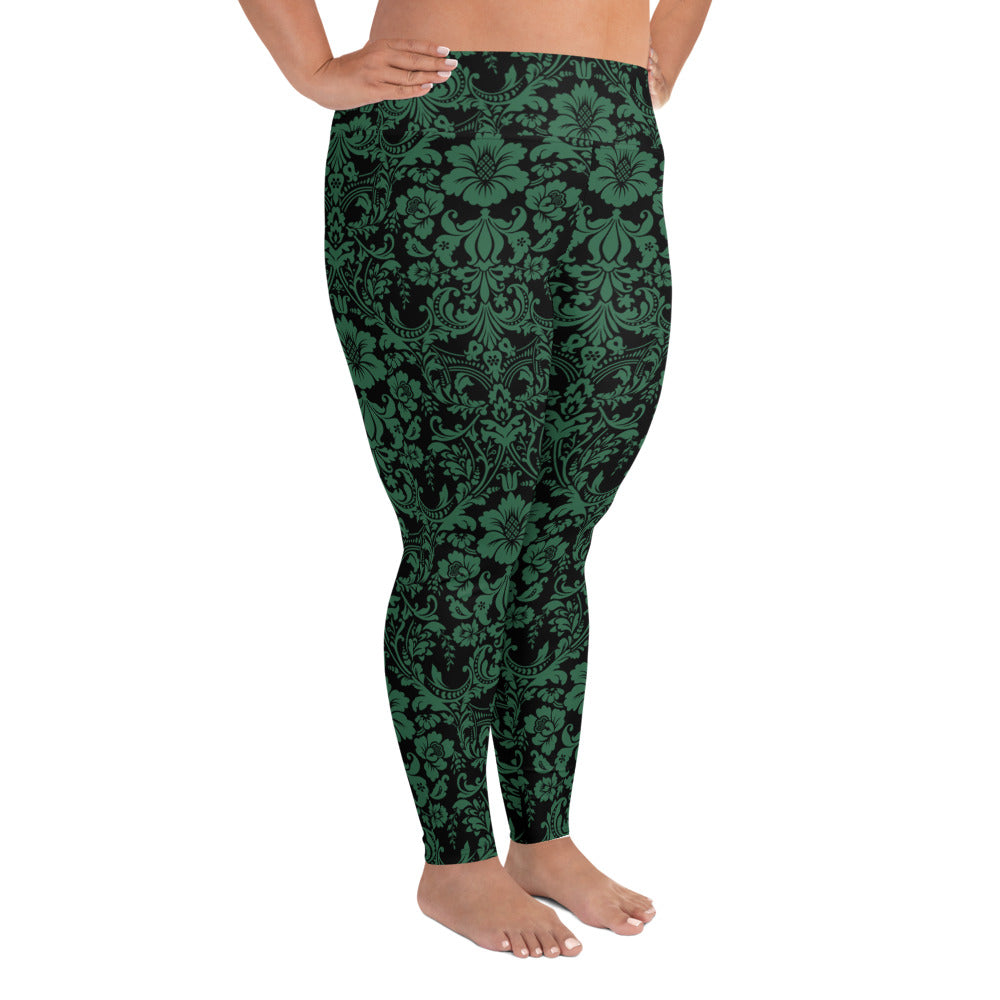 ETHEREAL EMERALD DAMASK CUSTOM LEGGINGS+