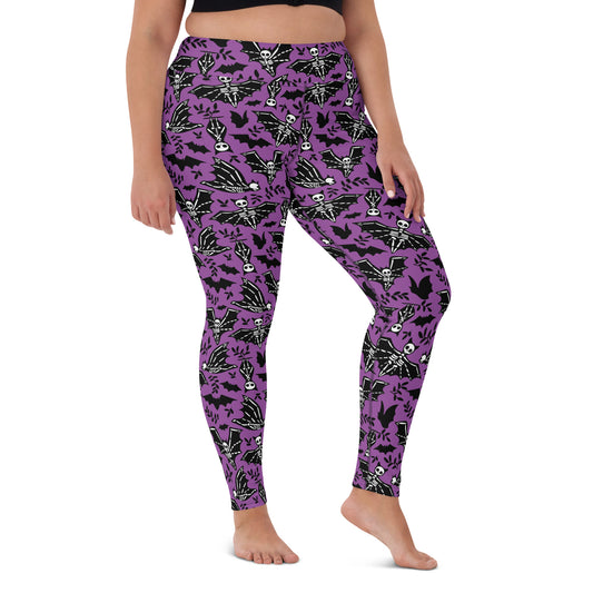 X KELSIE COSMIC SKELLY BAT CUSTOM LEGGINGS - PURPS