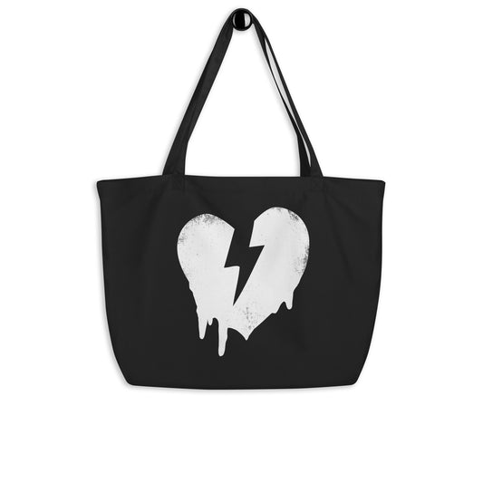 DISTRRRESSED HEART ORGANIC COTTON CUSTOM TOTE BAG - LARGE