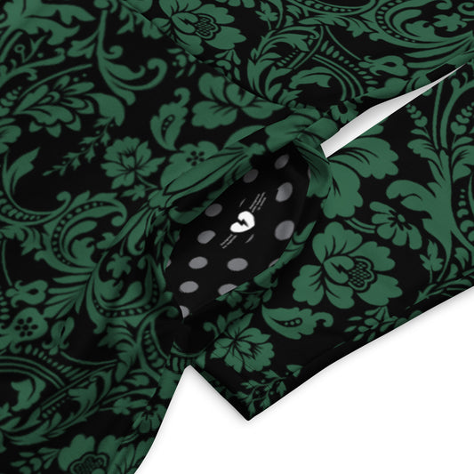 ETHEREAL EMERALD DAMASK CUSTOM MIDI DRESS