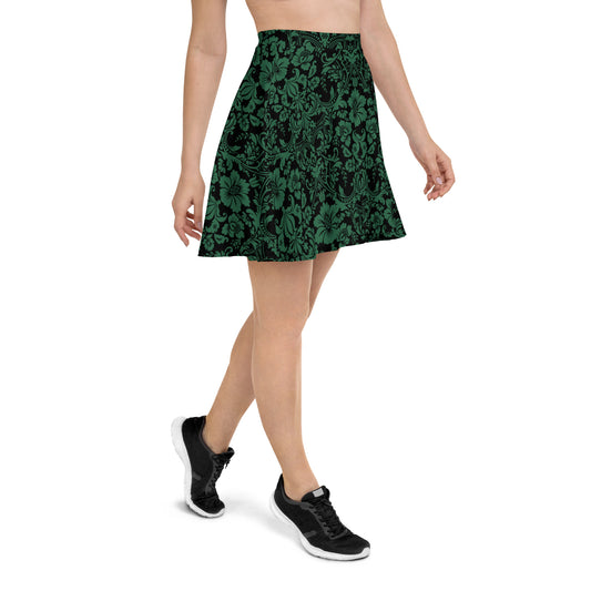 ETHEREAL EMERALD DAMASK CUSTOM SKATER SKIRT