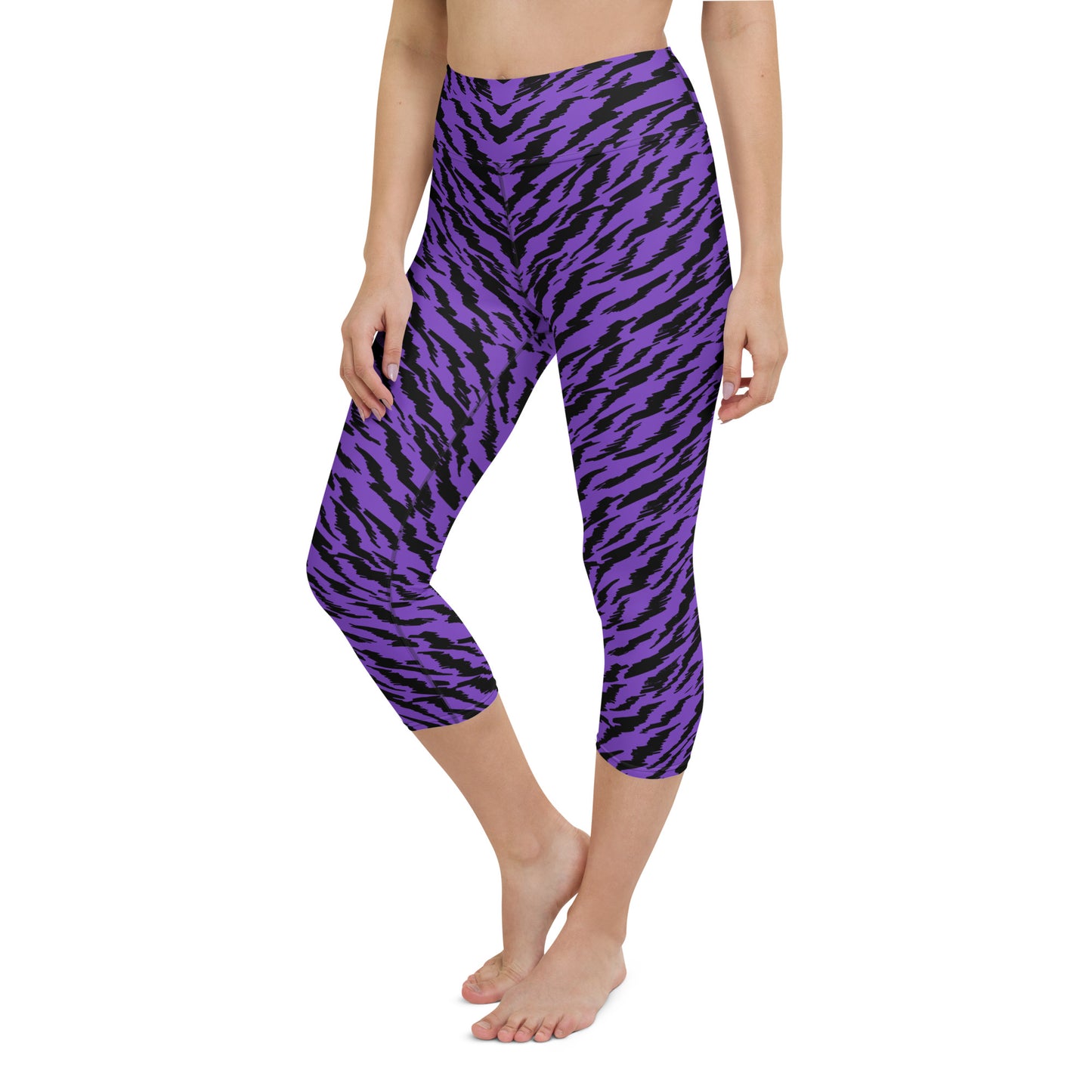 PURPLE TIGER-LIGHTNING CUSTOM CAPRI LEGGINGS