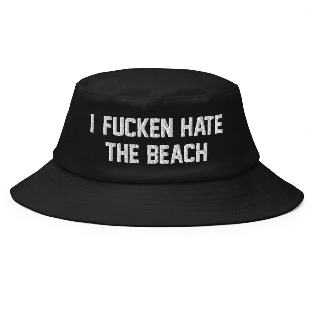I FUCKEN HATE THE BEACH VINTAGE STYLE CUSTOM BUCKET HAT